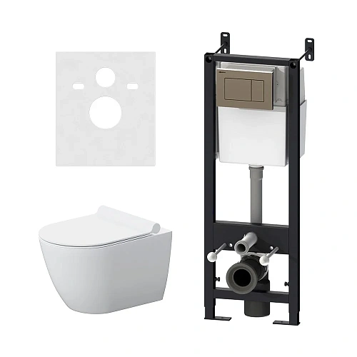 Комплект унитаза Damixa Apollo DX22.IS10151.1700 с инсталляцией, сиденьем микролифт и клавишей смыва Комплект унитаза Damixa Apollo DX22.IS10151.1700 с инсталляцией, сиденьем микролифт и клавишей смыва