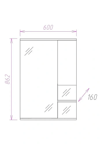 Зеркальный шкаф Onika ЭЛИТА 60.01 штрокс коричневый правый 206024 Зеркальный шкаф Onika ЭЛИТА 60.01 штрокс коричневый правый 206024