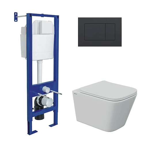 Комплект инсталляции BERGES АТОМ 410 с клавишей смыва Atom черная Soft Touch, унитазом FLOE S Rimless 51 см и сиденьем Floe S Slim SO, микролифт, быстросъём 043367 Комплект инсталляции BERGES АТОМ 410 с клавишей смыва Atom черная Soft Touch, унитазом FLOE S Rimless 51 см и сиденьем Floe S Slim SO, микролифт, быстросъём 043367