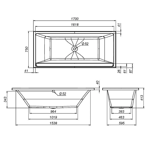Акриловая ванна AM.PM Inspire V2.0 W52A-170-075W-A 170х75 Акриловая ванна AM.PM Inspire V2.0 W52A-170-075W-A 170х75