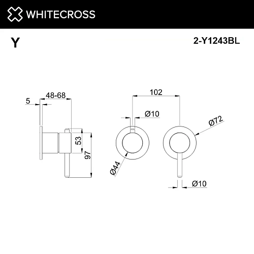Смеситель для ванны WHITECROSS 2-Y1243BL черный матовый внешняя часть на 3 потребителя Смеситель для ванны WHITECROSS 2-Y1243BL черный матовый внешняя часть на 3 потребителя