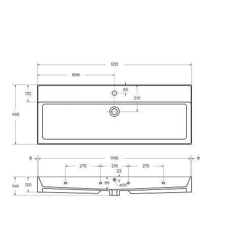 Раковина CEZARES CZR-MIL-120-LVB белый 1200x465 керамика Раковина CEZARES CZR-MIL-120-LVB белый 1200x465 керамика
