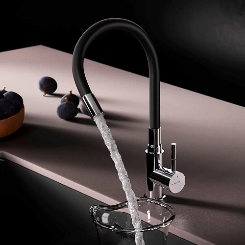 Смеситель для кухни AM.PM X-Joy S F85B07602 с гибким изливом, черный/хром Смеситель для кухни AM.PM X-Joy S F85B07602 с гибким изливом, черный/хром