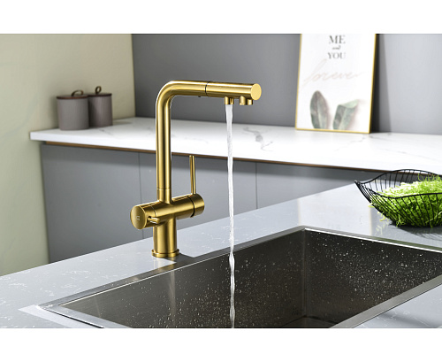 Смеситель для кухни Paulmark SERPENTINE брашированное золото Se213222-BG Смеситель для кухни Paulmark SERPENTINE брашированное золото Se213222-BG