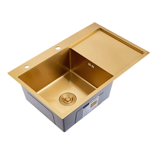 Кухонная мойка Splenka S705.7850.03 с крылом из нержавеющей стали в базу от 50см чаша слева, сатин золотой Кухонная мойка Splenka S705.7850.03 с крылом из нержавеющей стали в базу от 50см чаша слева, сатин золотой