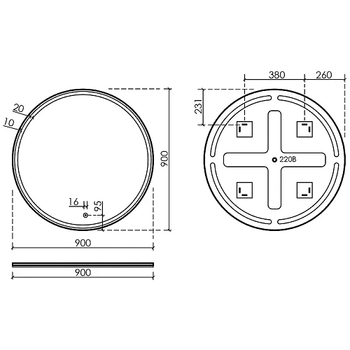 Зеркало Sancos Bella D900 BE900 c подсветкой Зеркало Sancos Bella D900 BE900 c подсветкой