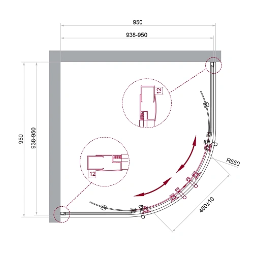 Душевой уголок BelBagno UNO-195-R-2-95-C-Cr 95x95 см, профиль хром, стекло прозрачное Душевой уголок BelBagno UNO-195-R-2-95-C-Cr 95x95 см, профиль хром, стекло прозрачное