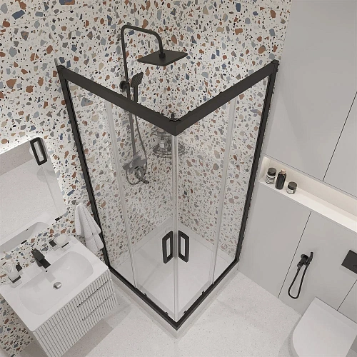 Душевой уголок STWORKI Дублин 90x90 см профиль черный матовый, прозрачное стекло, квадратный 464925 Душевой уголок STWORKI Дублин 90x90 см профиль черный матовый, прозрачное стекло, квадратный 464925