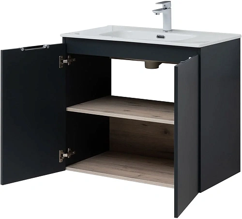 Тумба под раковину Aquanet Алвита New 80 2 дверцы, антрацит 00277527 Тумба под раковину Aquanet Алвита New 80 2 дверцы, антрацит 00277527