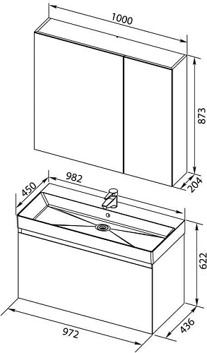 Комплект мебели Aquanet Нью-Йорк 100 орех 00211662 Комплект мебели Aquanet Нью-Йорк 100 орех 00211662