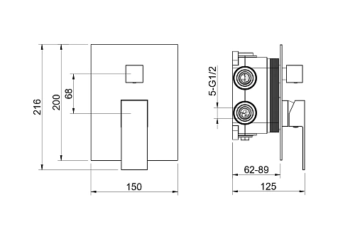 Смеситель для ванны Aquatek ЛИБРА AQ1647MB Черный матовый, встраиваемый Смеситель для ванны Aquatek ЛИБРА AQ1647MB Черный матовый, встраиваемый