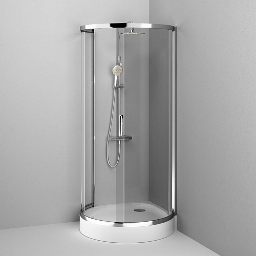 Душевой уголок AM.PM Like W83G-333-095CT Round 95x95, стекло прозрачное, профиль хром Душевой уголок AM.PM Like W83G-333-095CT Round 95x95, стекло прозрачное, профиль хром