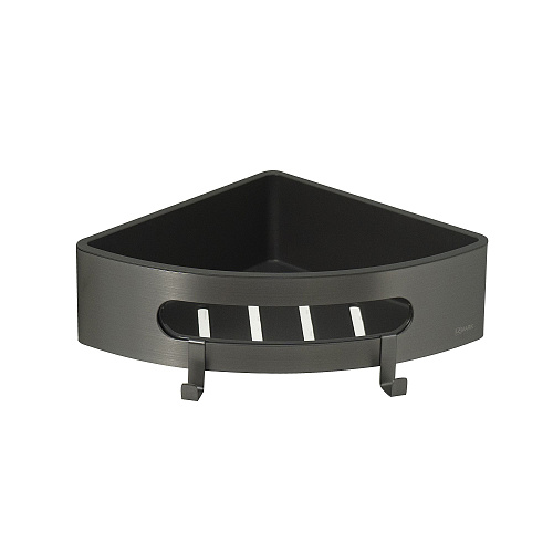 Полка Lemark SHELF LINE угловая с крючками, графит/вставка-пластик графит 9776048 Полка Lemark SHELF LINE угловая с крючками, графит/вставка-пластик графит 9776048