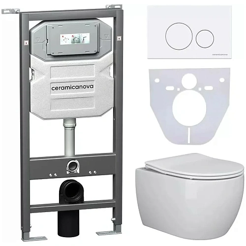 Комплект унитаза Ceramica Nova Сет 4 в 1 инсталляция с кнопкой и шумоизоляцией CN3001_1001W_1000 Комплект унитаза Ceramica Nova Сет 4 в 1 инсталляция с кнопкой и шумоизоляцией CN3001_1001W_1000