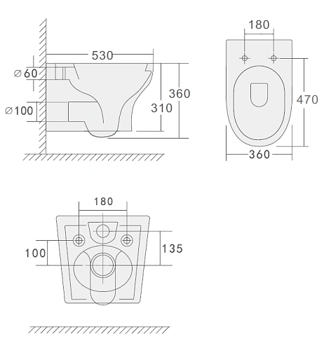 Унитаз подвесной Boheme FIORE 978-SET-2-B с функцией биде, черный матовый c крышкой Унитаз подвесной Boheme FIORE 978-SET-2-B с функцией биде, черный матовый c крышкой