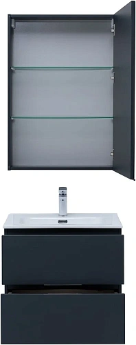 Комплект мебели Aquanet Алвита New 60 2 ящика, антрацит 00274219 Комплект мебели Aquanet Алвита New 60 2 ящика, антрацит 00274219