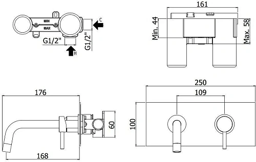 Смеситель для раковины Paffoni Light LIG101NO/M (с внутренней частью) Смеситель для раковины Paffoni Light LIG101NO/M (с внутренней частью)