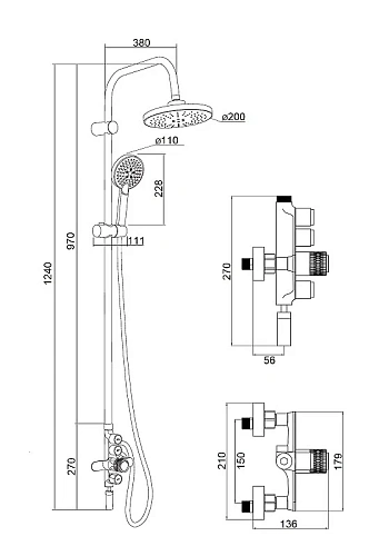 Душевая система Orange PUSH M01-911cr с кнопочным управлением Душевая система Orange PUSH M01-911cr с кнопочным управлением