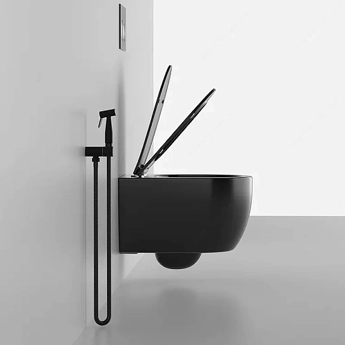 Унитаз подвесной Ceruttispa OGLIO Aria MB CT9239 безободковый черный матовый, сиденье микролифт Унитаз подвесной Ceruttispa OGLIO Aria MB CT9239 безободковый черный матовый, сиденье микролифт