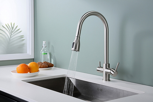 Смеситель для кухни Paulmark LANGE брашированная сталь La214212-BS Смеситель для кухни Paulmark LANGE брашированная сталь La214212-BS