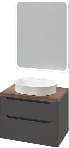 Комплект мебели STWORKI Берген 80 серая с темной столешницей, раковина Bocchi Slim Line 1600-001-012 568199 Комплект мебели STWORKI Берген 80 серая с темной столешницей, раковина Bocchi Slim Line 1600-001-012 568199