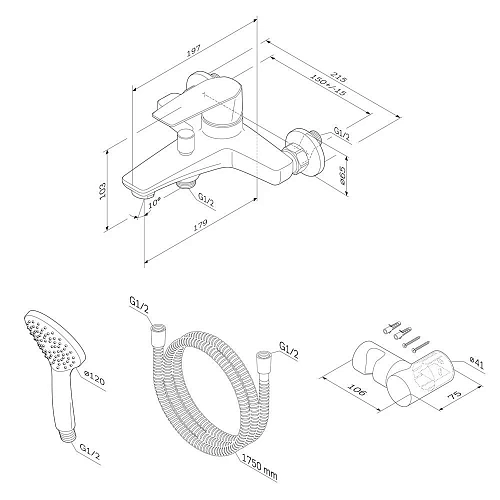 Смеситель для ванны AM.PM Gem F90A15000 хром Смеситель для ванны AM.PM Gem F90A15000 хром
