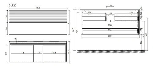 Тумба под раковину Sancos Delta DL120GR 1195х445х500 дуб красный/графит, подвесная Тумба под раковину Sancos Delta DL120GR 1195х445х500 дуб красный/графит, подвесная