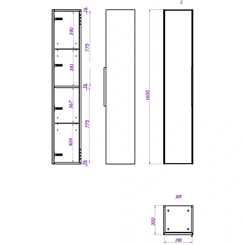 Шкаф-пенал Simpla Blu Grigio 30 FNC-05-SIM-BG-30 синий Шкаф-пенал Simpla Blu Grigio 30 FNC-05-SIM-BG-30 синий