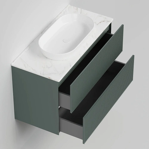 Тумба под раковину La Fenice Terra Twin Grigio 100 см FNC-01-TER-G-100-2 серо-зеленая матовая Тумба под раковину La Fenice Terra Twin Grigio 100 см FNC-01-TER-G-100-2 серо-зеленая матовая