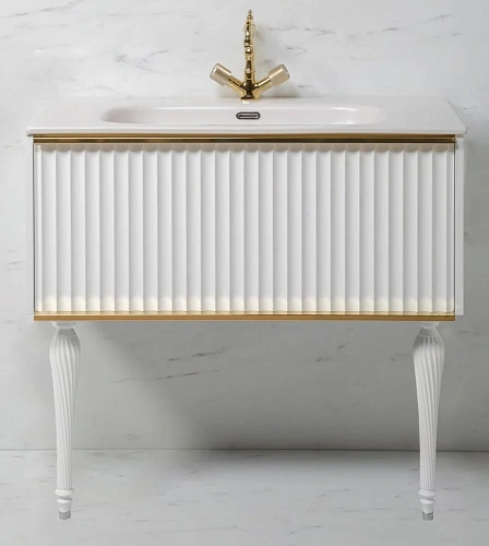 Тумба под раковину Armadi Art Canale 80 843-080-WG белая + золото Тумба под раковину Armadi Art Canale 80 843-080-WG белая + золото