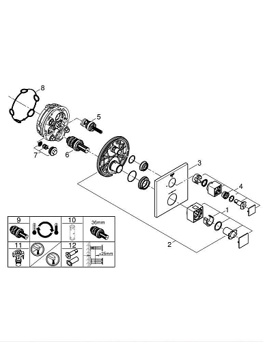 Смеситель для душа GROHE Grohtherm Cube, хром (24153000) внешняя часть термостата Смеситель для душа GROHE Grohtherm Cube, хром (24153000) внешняя часть термостата
