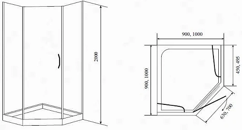 Душевой уголок Timo BY-839 прозр.(100x100x200) Душевой уголок Timo BY-839 прозр.(100x100x200)