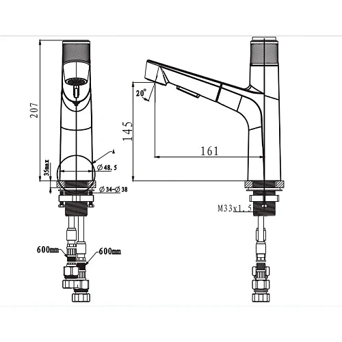 Смеситель для кухни ARROW AMP11868ACCP с выдвижным изливом, хром Смеситель для кухни ARROW AMP11868ACCP с выдвижным изливом, хром