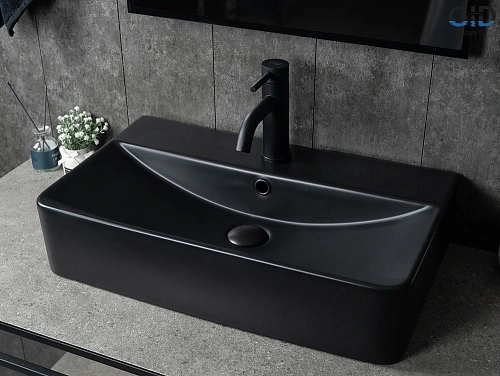 Раковина Gid Bm1344 53361 накладная черная матовая 61x35.5x14 Раковина Gid Bm1344 53361 накладная черная матовая 61x35.5x14