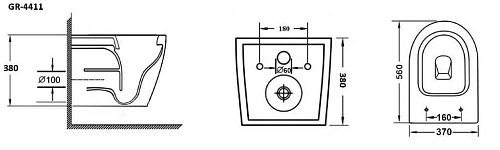 Унитаз подвесной GROSSMAN GR-4411SQ 520x360x375, безободковый, смыв торнадо бесшумный, с сиденьем Унитаз подвесной GROSSMAN GR-4411SQ 520x360x375, безободковый, смыв торнадо бесшумный, с сиденьем
