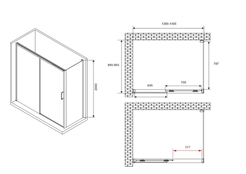 Душевой уголок ABBER Komfort AG93140-S92 140x90 см универсальный, профиль хром, стекло прозрачное Душевой уголок ABBER Komfort AG93140-S92 140x90 см универсальный, профиль хром, стекло прозрачное
