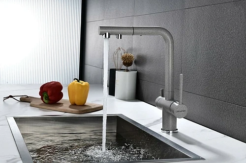 Смеситель для кухни Paulmark SERPENTINE серый Se213222-GR Смеситель для кухни Paulmark SERPENTINE серый Se213222-GR