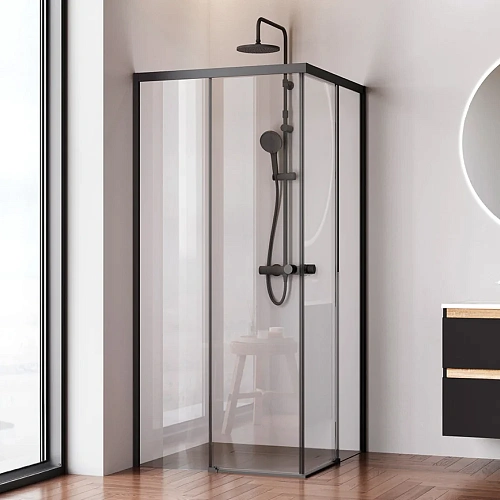 Душевой уголок AM.PM X-Joy W94G-403-9090-BT1K раздвижные двери 90x90 профиль черный матовый, стекло прозрачное Душевой уголок AM.PM X-Joy W94G-403-9090-BT1K раздвижные двери 90x90 профиль черный матовый, стекло прозрачное