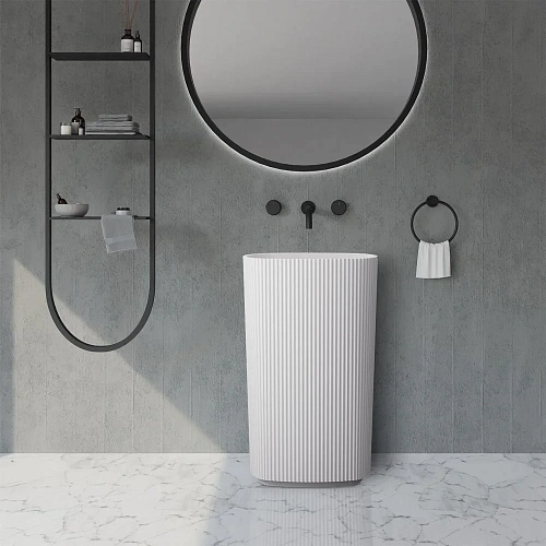 Раковина ABBER Stein AS2502-H отдельностоящая, белая матовая Раковина ABBER Stein AS2502-H отдельностоящая, белая матовая