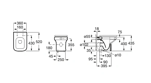 Чаша напольного унитаза Roca Dama-N 347787000 Чаша напольного унитаза Roca Dama-N 347787000