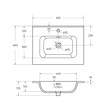 Раковина CEZARES CZR-8095-60 белый 610x460 керамика Раковина CEZARES CZR-8095-60 белый 610x460 керамика