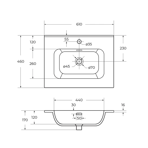 Раковина CEZARES CZR-8095-60 белый 610x460 керамика Раковина CEZARES CZR-8095-60 белый 610x460 керамика