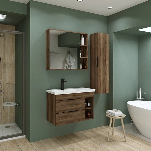 Зеркальный шкаф GROSSMAN ФОРТА-80 см универсальный темный дуб 80x70 2080022 Зеркальный шкаф GROSSMAN ФОРТА-80 см универсальный темный дуб 80x70 2080022