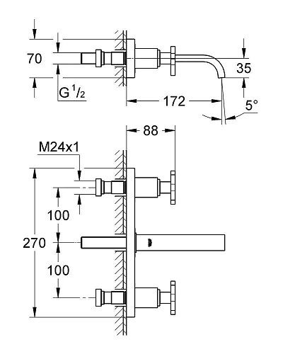 Смеситель для раковины GROHE Allure (3 отверстия), хром (20190000) внешняя часть Смеситель для раковины GROHE Allure (3 отверстия), хром (20190000) внешняя часть