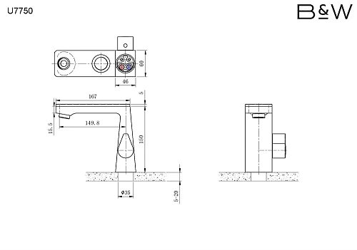 Смеситель для раковины Black&White U7750 хром 7750U Смеситель для раковины Black&White U7750 хром 7750U