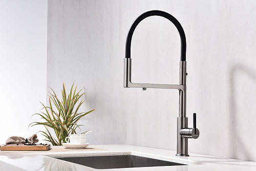 Смеситель для кухни Paulmark TORNADO вороненая сталь To213402-GM Смеситель для кухни Paulmark TORNADO вороненая сталь To213402-GM