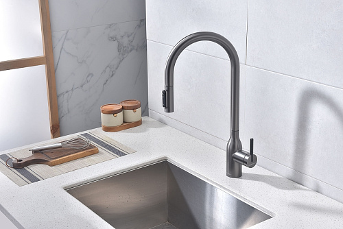 Смеситель для кухни Paulmark Universal вороненая сталь Un213880-GM Смеситель для кухни Paulmark Universal вороненая сталь Un213880-GM