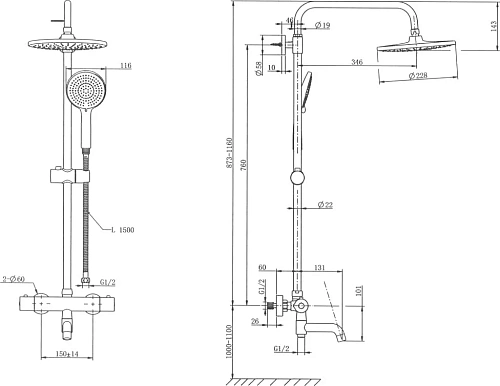 Душевая система STWORKI HWB5015-H01CP 586147 Душевая система STWORKI HWB5015-H01CP 586147