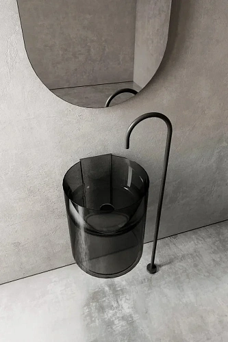 Раковина ABBER Kristall AT2704Onyx подвесная прозрачная, черная Раковина ABBER Kristall AT2704Onyx подвесная прозрачная, черная