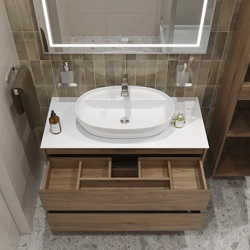 Тумба со столешницей и раковиной BelBagno KRAFT 100 kraft100rt-kepbo-1346-set подвесная KRAFT100RT-KEPBO-1346-SET Тумба со столешницей и раковиной BelBagno KRAFT 100 kraft100rt-kepbo-1346-set подвесная KRAFT100RT-KEPBO-1346-SET